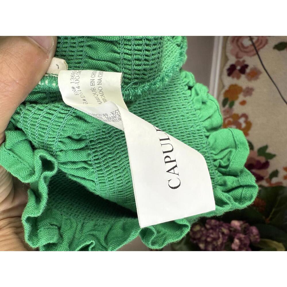 Capulet Green Ruffle Sleeve Square Neck Midi Bodycon Dress - Size - Large - Picture 6 of 8